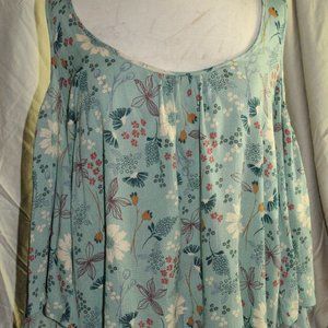 BOHO Blouse Sage Green Floral Print szXL